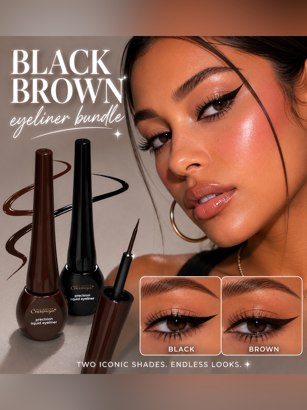 Cherimoya Precision Liquid Eyeliner Bundle Black & Brown Duo